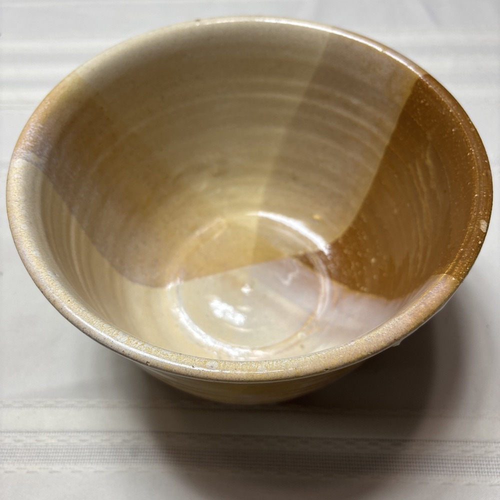 RU Jewell Studio Pottery Hand Thrown Bowl Glazed In Browns And Tans Signed